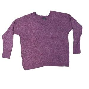 Eddie Bauer Women’s V Neck Heather Purple Large Pullover Sweater
